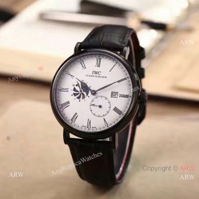 New Replica IWC Schaffhausen Moon Phases Black Mens Watch
